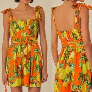 Farm Rio Tie-Shoulder Mini Dress